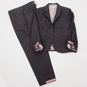 Thom Browne tuxedo suit 42 jacket wool fresco high armhole pants black cropped